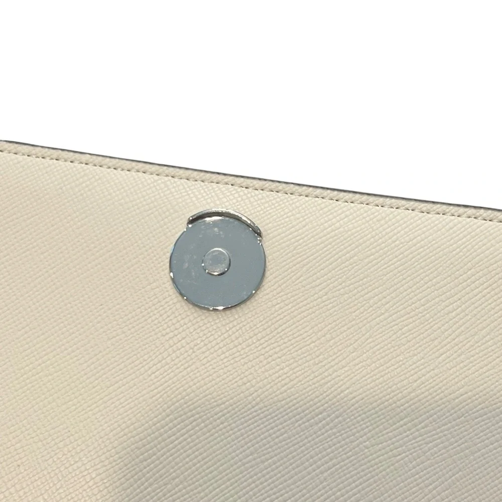 Kate Spade Madison Leather Colorblock Flap Crossbody Bag Credit Card Wallet Grey